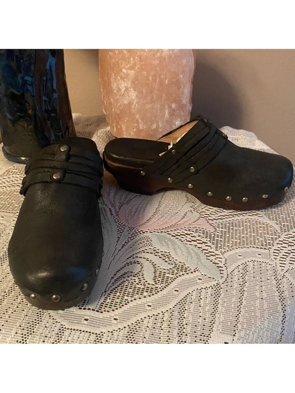 Frye Clogs Womens Size 5.5 Black Leather Clara Campus Studded Clogs
